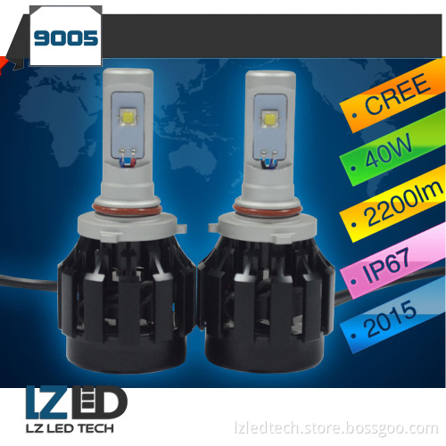 Super Bright 9005 9006 All in one led auto lights 40W 2200LM Auto Front Bulb Automobiles Headlamp 6000K Car Lighting system